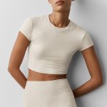 Alosoft Crop Finesse Short Sleeve – Oatmeal Heather
